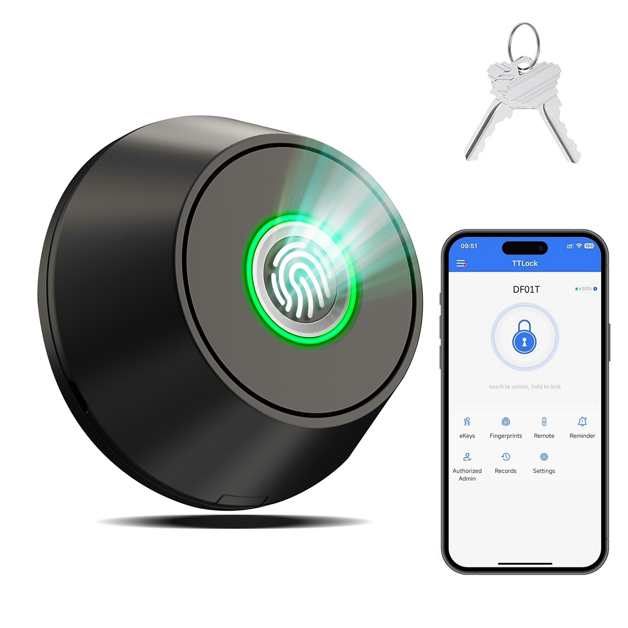 3 in 1 Corded Zinc Smart Lock Deadbolt, Keyless Entry Door Lock with Fingerprint Digital, APP Control in Black